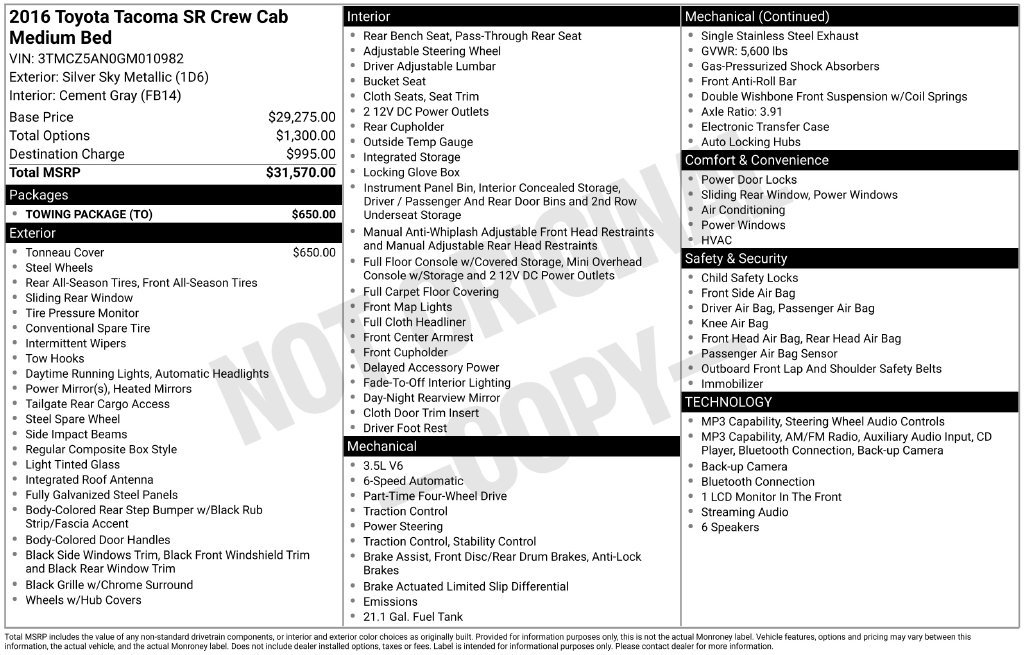 Used 2016 Toyota Tacoma SR w/ Towing Package AWD/4WD image 11