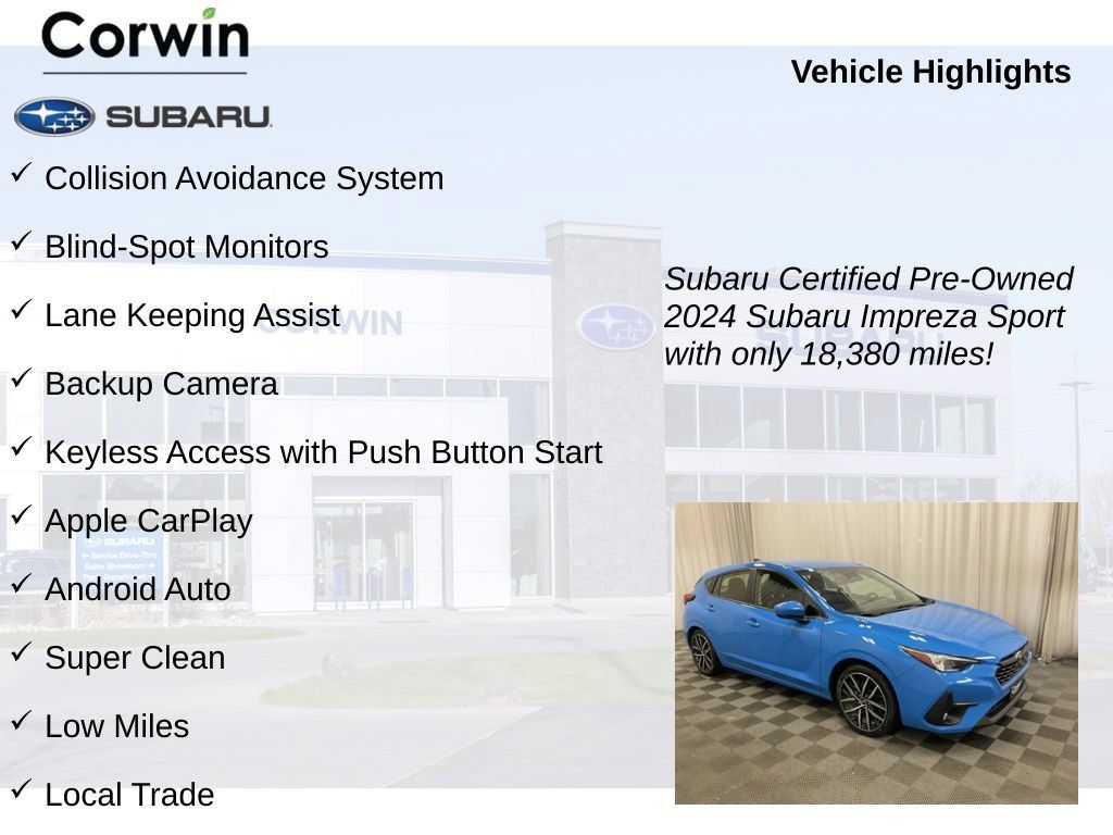 Certified 2024 Subaru Impreza 2.0i Sport AWD/4WD image 9