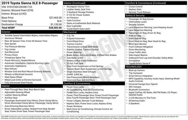 Used 2019 Toyota Sienna XLE FWD image 35