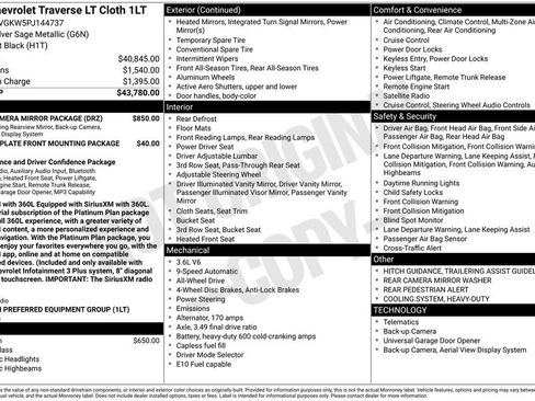 Used 2023 Chevrolet Traverse LT w/ Rear Camera Mirror Package image 19