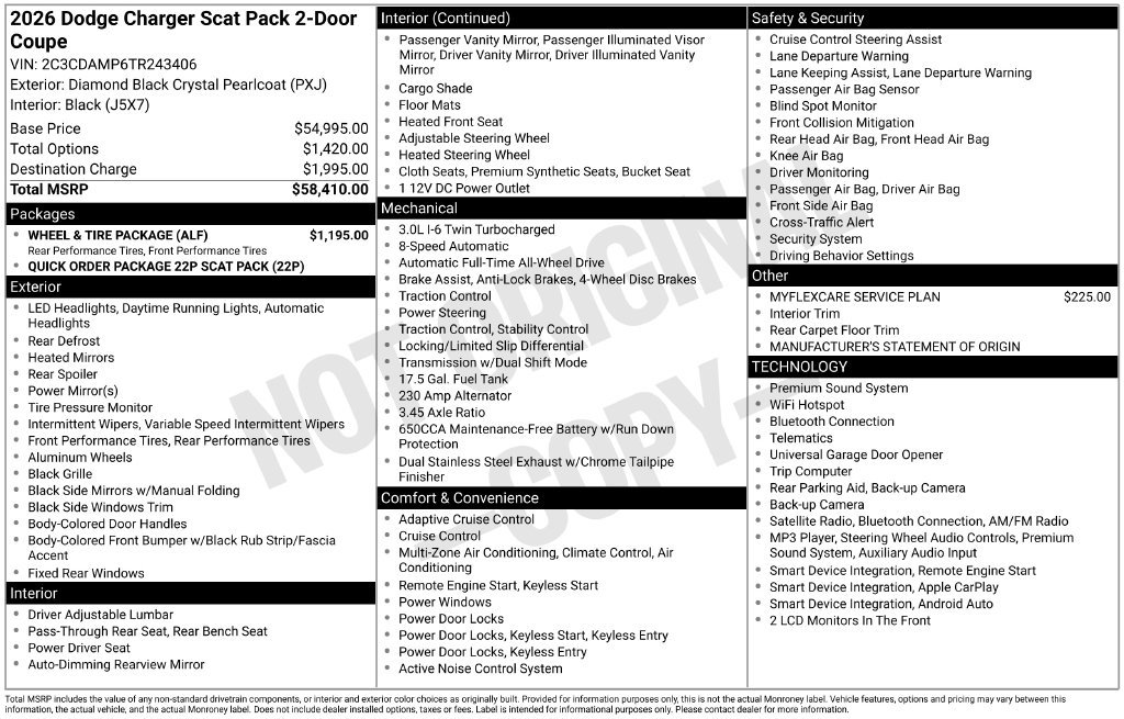 New 2026 Dodge Charger Scat Pack w/ Wheel & Tire Package AWD/4WD image 34