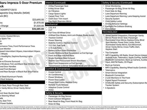 Certified 2023 Subaru Impreza 2.0i Premium AWD/4WD image 42