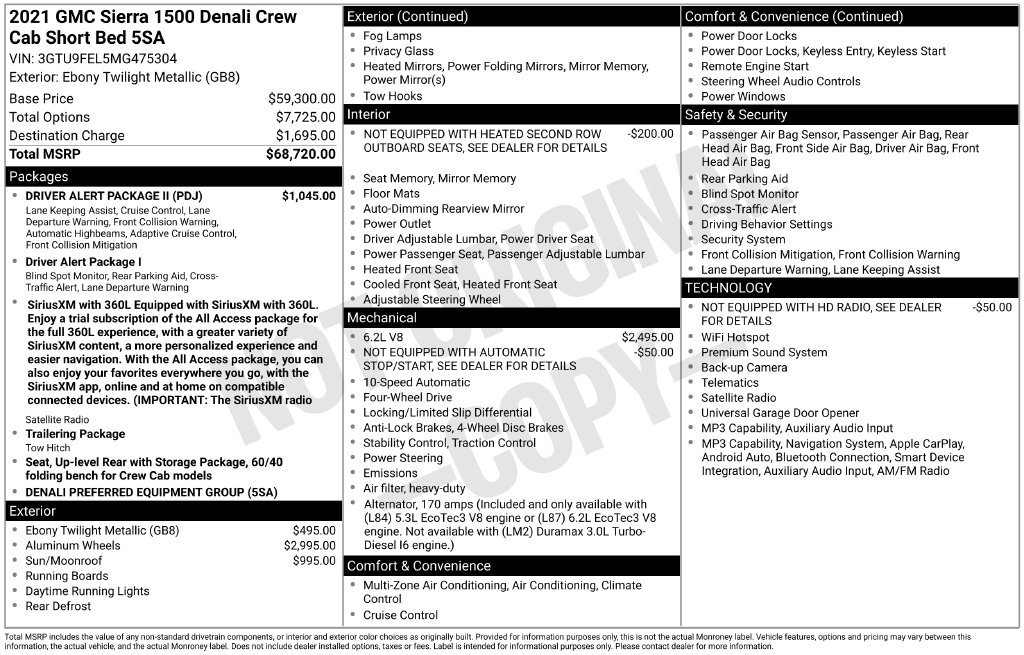 Used 2021 GMC Sierra 1500 Denali w/ Driver Alert Package II AWD/4WD image 46