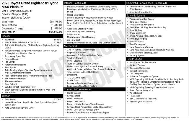 Certified 2025 Toyota Grand Highlander AWD Hybrid image 36