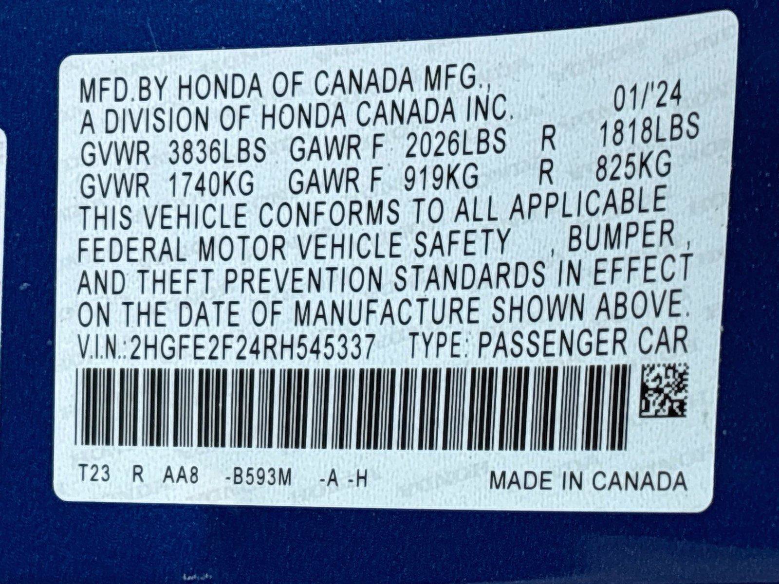 Certified 2024 Honda Civic LX image 33