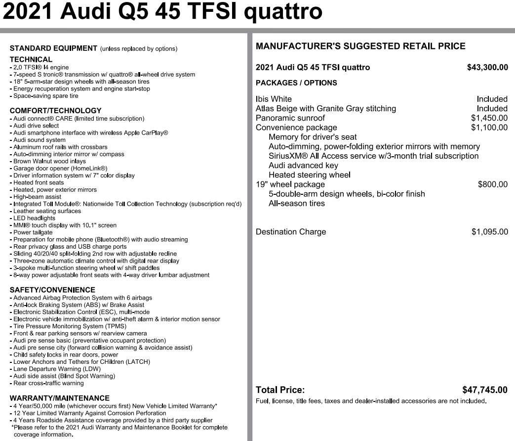 Used 2021 Audi Q5 2.0T Premium w/ Convenience Package AWD/4WD image 3
