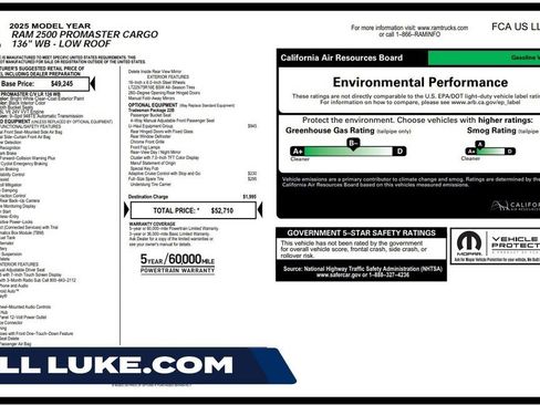 Used 2025 RAM ProMaster 2500 w/ U-Haul Equipment Group FWD image 1