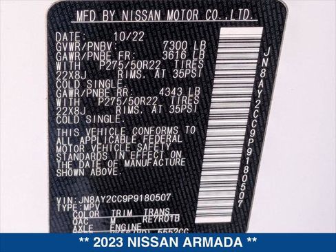 Used 2023 Nissan Armada Platinum w/ Cargo Package image 24