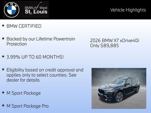Certified 2026 BMW X7 xDrive40i w/ M Sport Package image 8