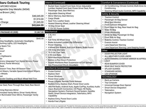 Certified 2024 Subaru Outback Touring w/ Popular Package #2 AWD/4WD image 8