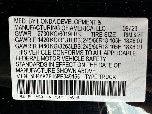 Certified 2023 Honda Ridgeline Sport image 15