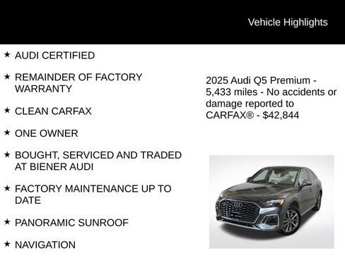 Certified 2025 Audi Q5 2.0T Premium image 9