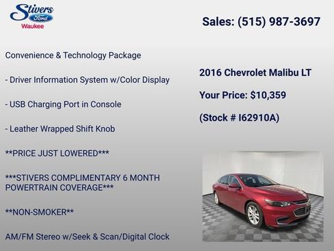 Used 2016 Chevrolet Malibu LT FWD image 16