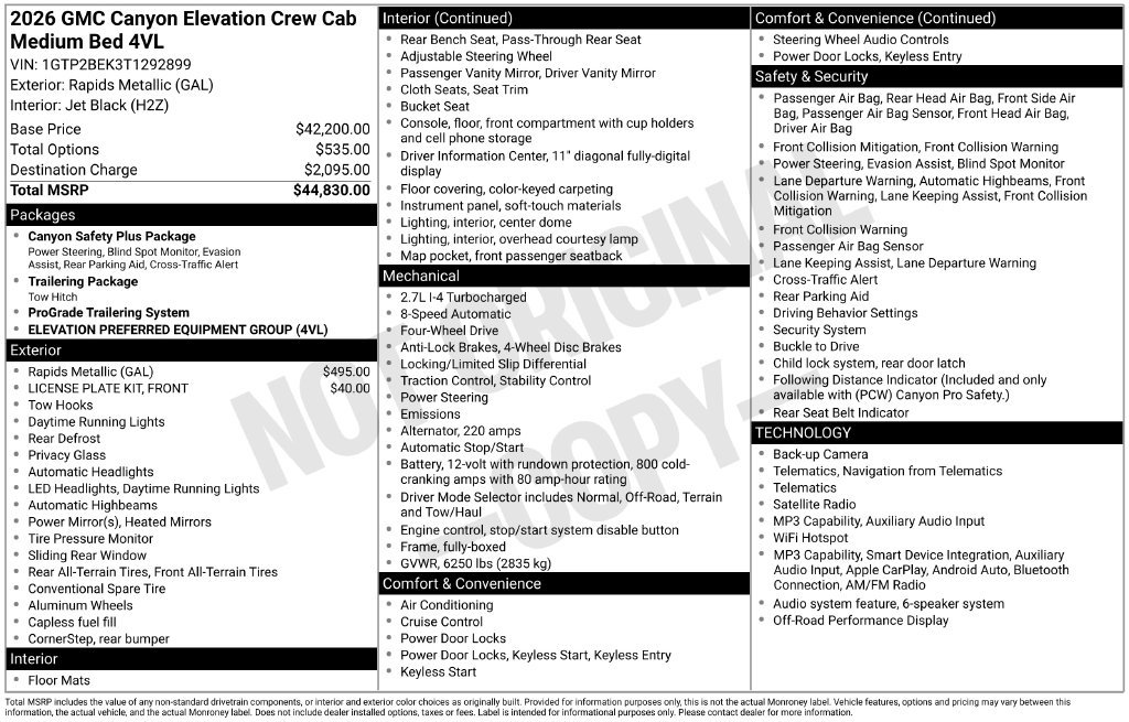 New 2026 GMC Canyon Elevation AWD/4WD image 5