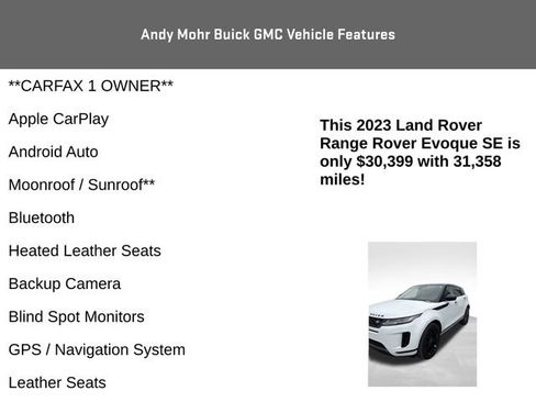 Used 2023 Land Rover Range Rover Evoque SE AWD/4WD image 4