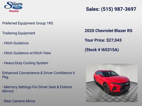 Used 2020 Chevrolet Blazer RS AWD/4WD image 8