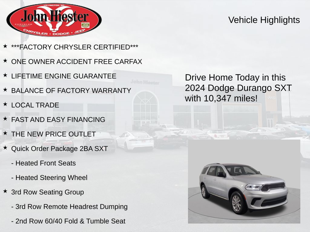 Certified 2024 Dodge Durango SXT w/ 3rd Row Seating Group RWD image 5