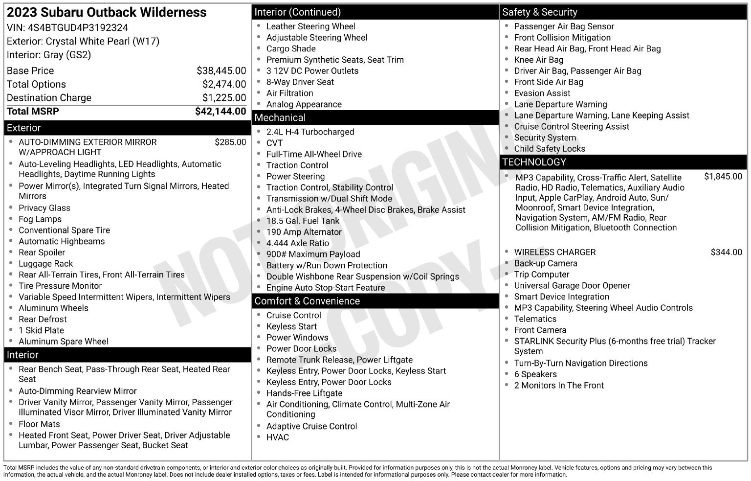 Certified 2023 Subaru Outback Wilderness AWD/4WD image 34