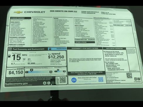 New 2026 Chevrolet Corvette Z06 w/ Stealth Interior Trim Package image 30