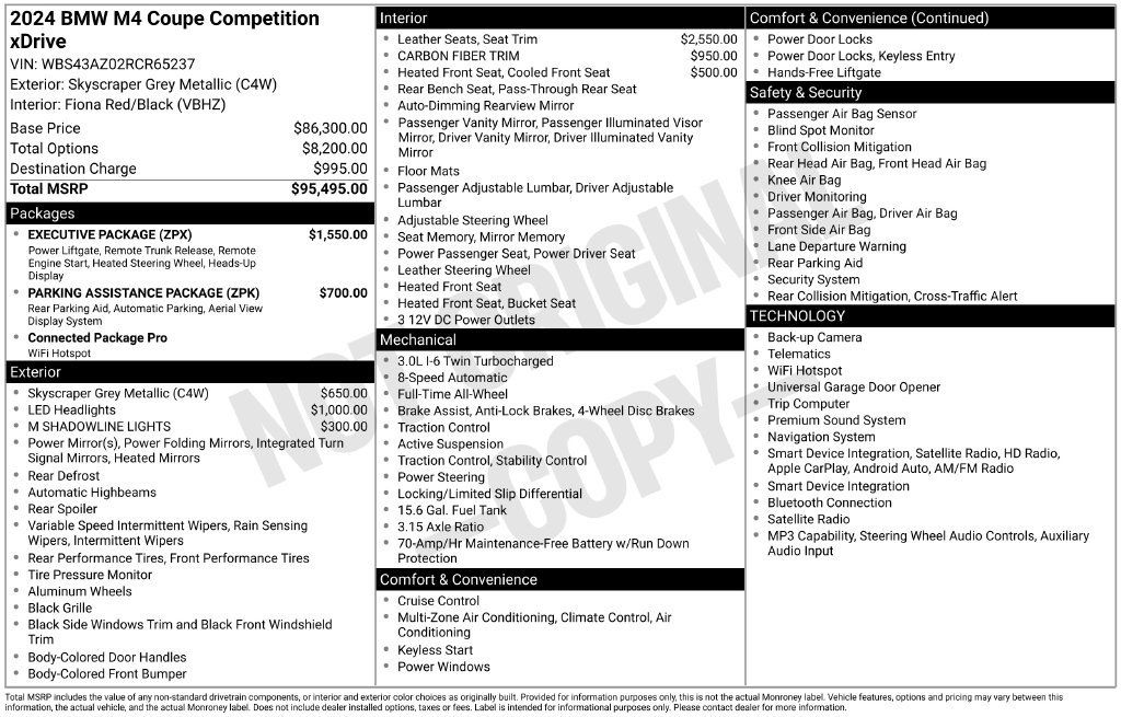Used 2024 BMW M4 xDrive Competition w/ Executive Package AWD/4WD image 2