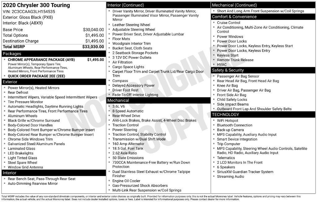 Used 2020 Chrysler 300 Touring w/ Chrome Appearance Package RWD image 9