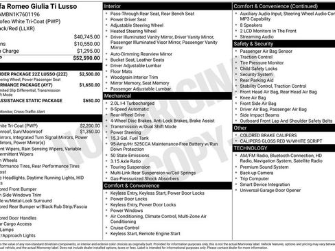 Used 2019 Alfa Romeo Giulia Ti w/ Quick Order Package 22Z Lusso image 12