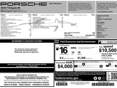 Used 2025 Porsche 718 Boxster Spyder RS w/ Weissach Package