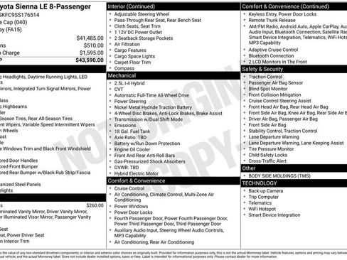 Used 2025 Toyota Sienna LE AWD/4WD image 38