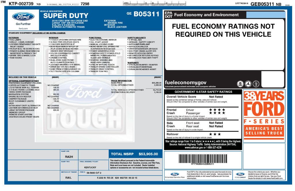 Used 2016 Ford F250 Lariat w/ Lariat Interior Package AWD/4WD image 14