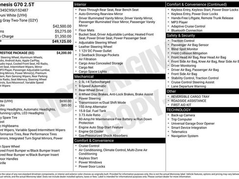 New 2025 Genesis G70 2.5T w/ Sport Prestige Package image 15