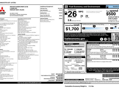 Used 2023 Mitsubishi Outlander Sport SE AWD/4WD image 4