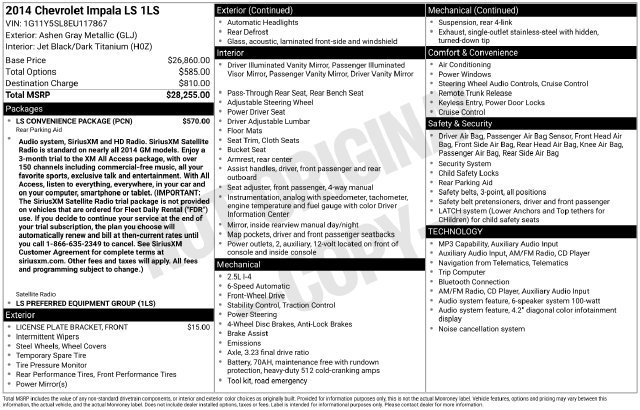 Used 2014 Chevrolet Impala LS w/ LS Convenience Package FWD image 12