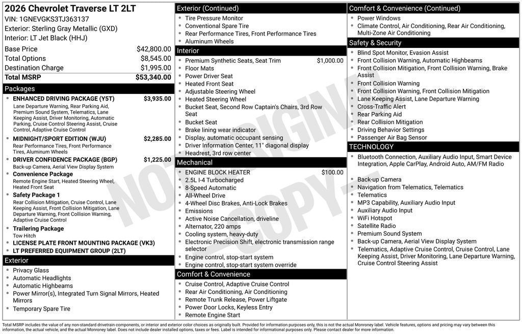 New 2026 Chevrolet Traverse LT w/ Enhanced Driving Package AWD/4WD image 5