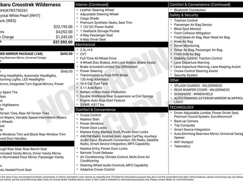 Certified 2024 Subaru Crosstrek 2.5i Wilderness w/ Crosstrek Mirror Package AWD/4WD image 32