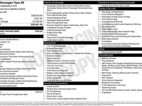 Used 2023 Volkswagen Taos SE w/ Black Wheel Package FWD image 2