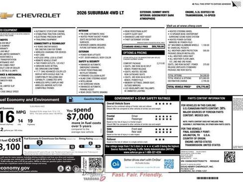New 2026 Chevrolet Suburban LT w/ Comfort Package AWD/4WD image 4