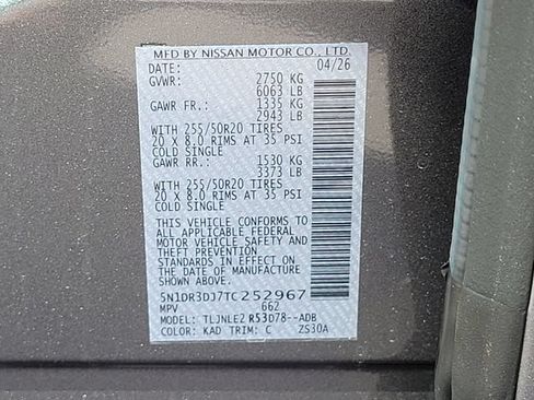 New 2026 Nissan Pathfinder Platinum w/ Cargo Package AWD/4WD image 29