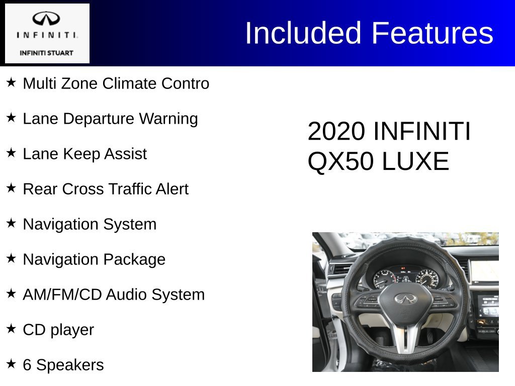 Used 2020 INFINITI QX50 Luxe w/ Navigation Package FWD image 8