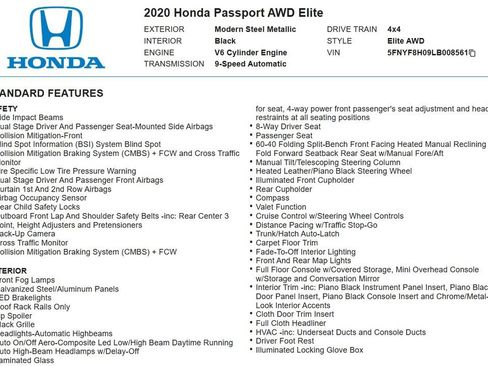 Used 2020 Honda Passport Elite image 23