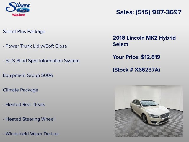 Used 2018 Lincoln MKZ Select w/ Select Plus Package FWD image 8