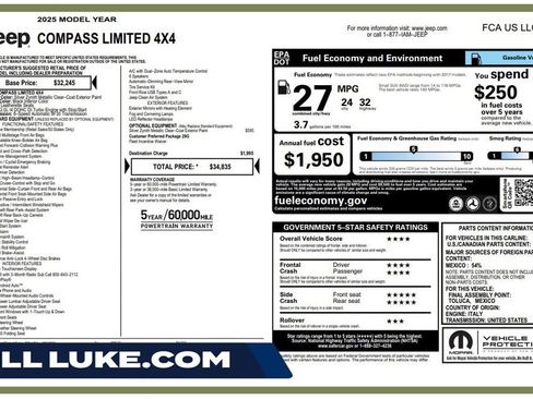 Used 2025 Jeep Compass Limited AWD/4WD image 1