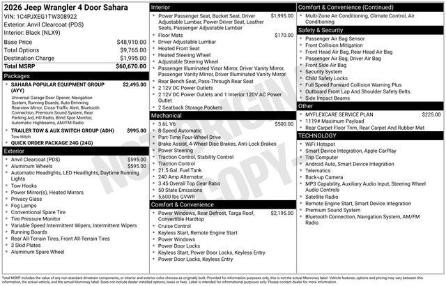 New 2026 Jeep Wrangler Unlimited Sahara AWD/4WD image 36