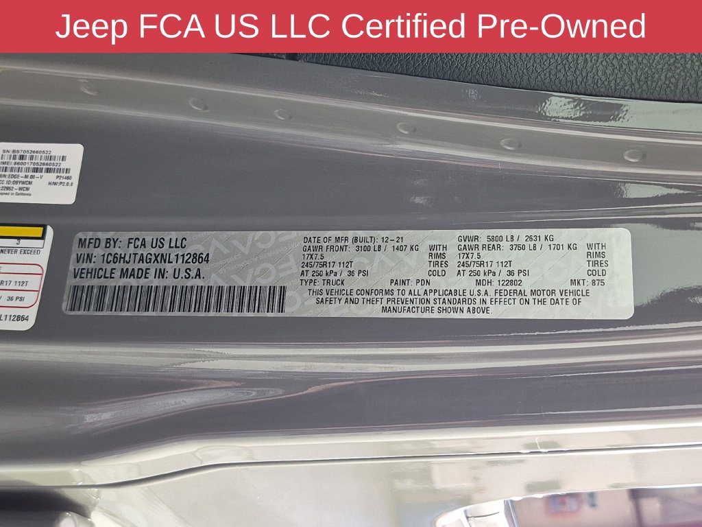 Certified 2022 Jeep Gladiator Sport AWD/4WD image 40