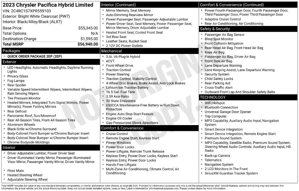Used 2023 Chrysler Pacifica Limited FWD image 1