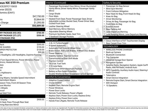 Used 2026 Lexus NX 350 AWD w/ Accessory Package (K3) image 45