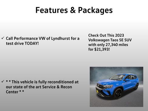 Used 2023 Volkswagen Taos SE w/ Panoramic Sunroof Package AWD/4WD image 4
