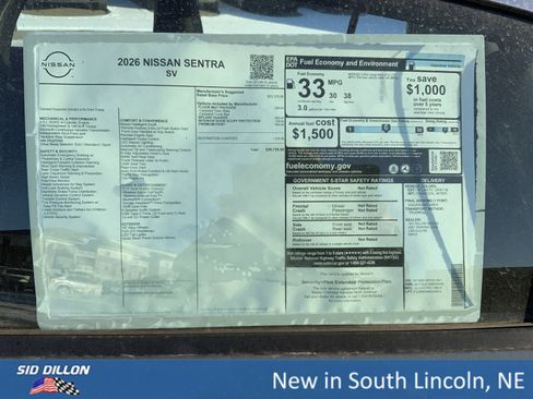 New 2026 Nissan Sentra SV w/ Floor Mat Package image 13