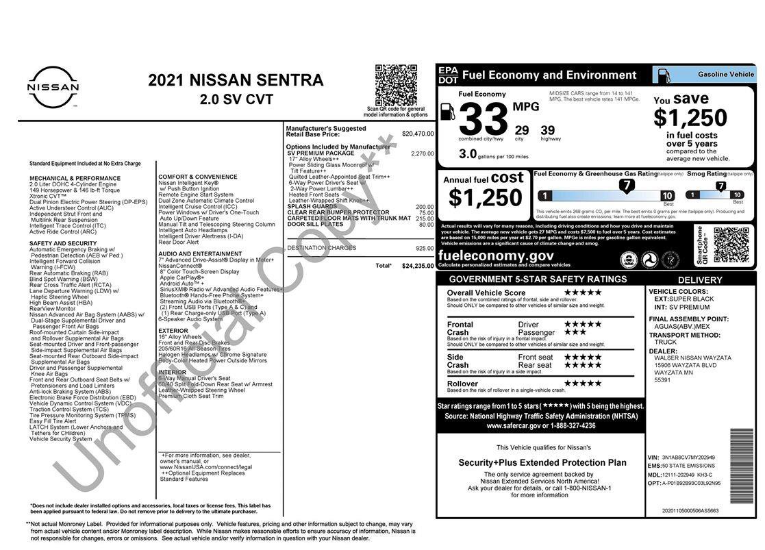 Used 2021 Nissan Sentra SV w/ SV Premium Package FWD image 56