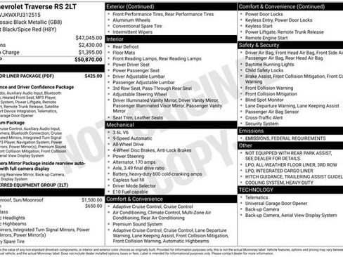 Certified 2023 Chevrolet Traverse RS w/ LPO, Floor Liner Package image 40