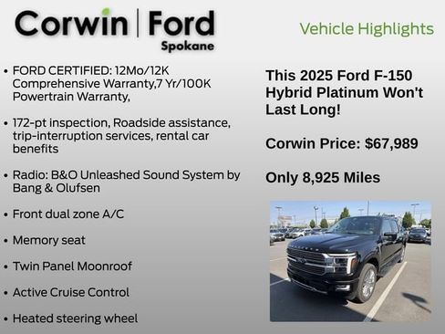 Used 2025 Ford F150 Platinum w/ Equipment Group 703A Plus AWD/4WD image 6